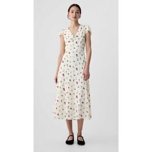 Floral Midi Dress in Cream